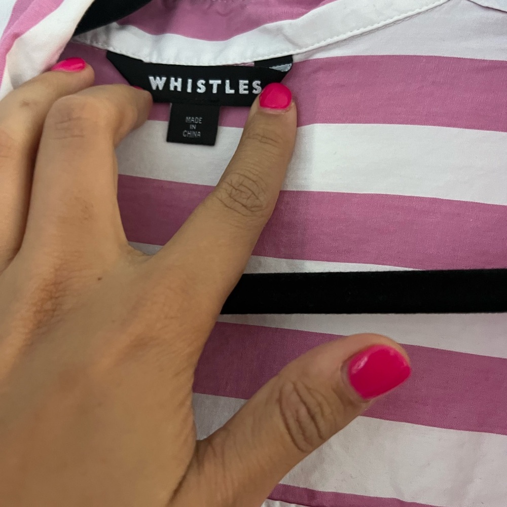 Whistles Collar Shirt - Pink Stripes View 3
